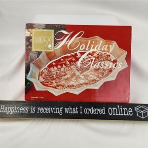 💜EUC Mikasa Holiday Classics Frosted Silent Night Oval Platter